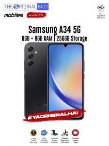 Samsung A34 5G - 8GB RAM - 256GB Storage - PTA Approved - 12 Months Warranty - Black - The Original Bro Mobiles - TOB36